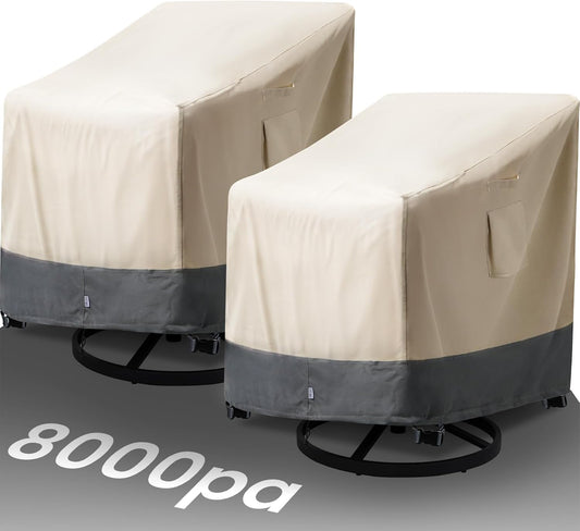 Extra Heavy Duty Patio Chair Covers Waterproof, 2 Pack Patio Furniture Covers for Outdoor Swivel/ Rocking Chair/ Adirondack Chairs, Outdoor Seat Cover with Air Vents, 35"W x 37"D x 38.5"H
