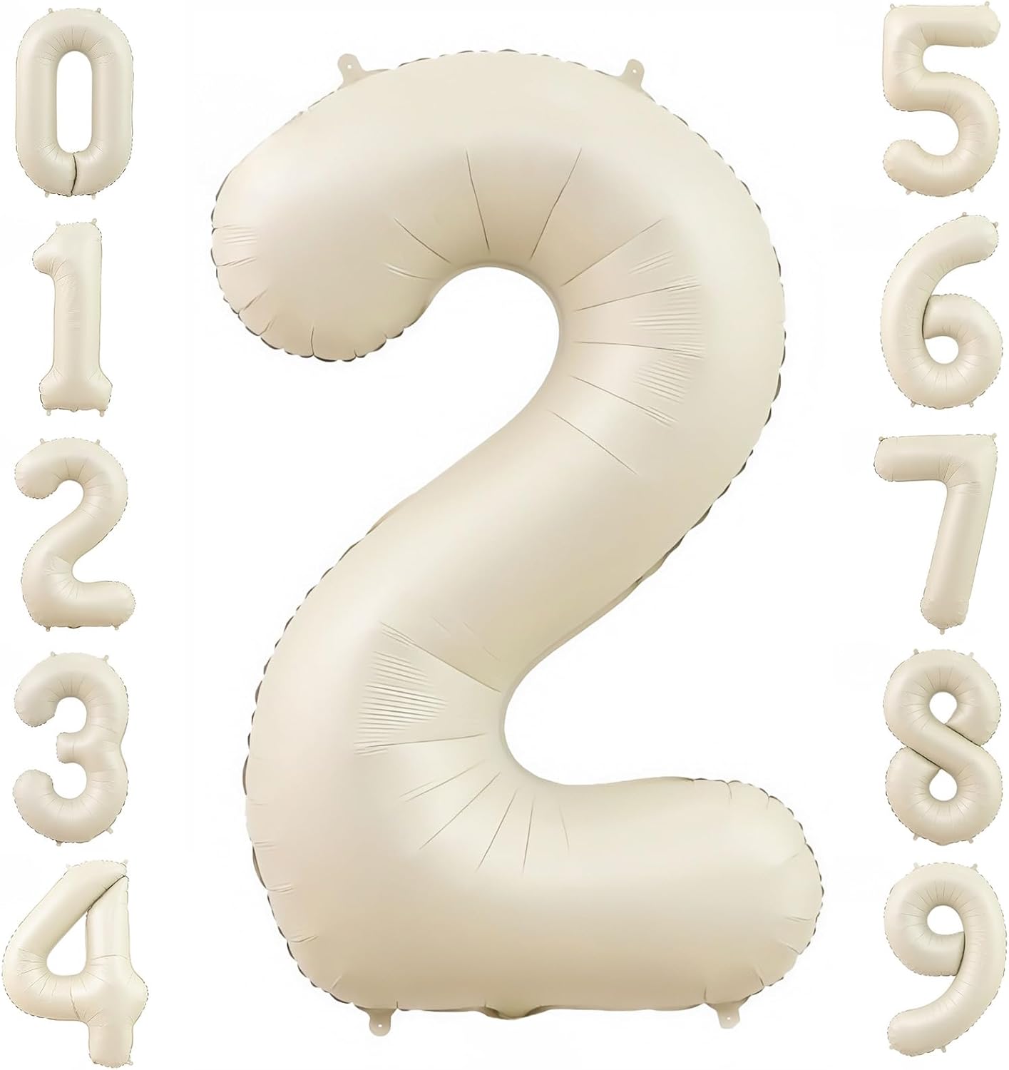 Cream 2 Balloon Number 40 Inch Cream White Number 2 Balloon Helium Mylar 2 Balloon for Birthday Party Decoration
