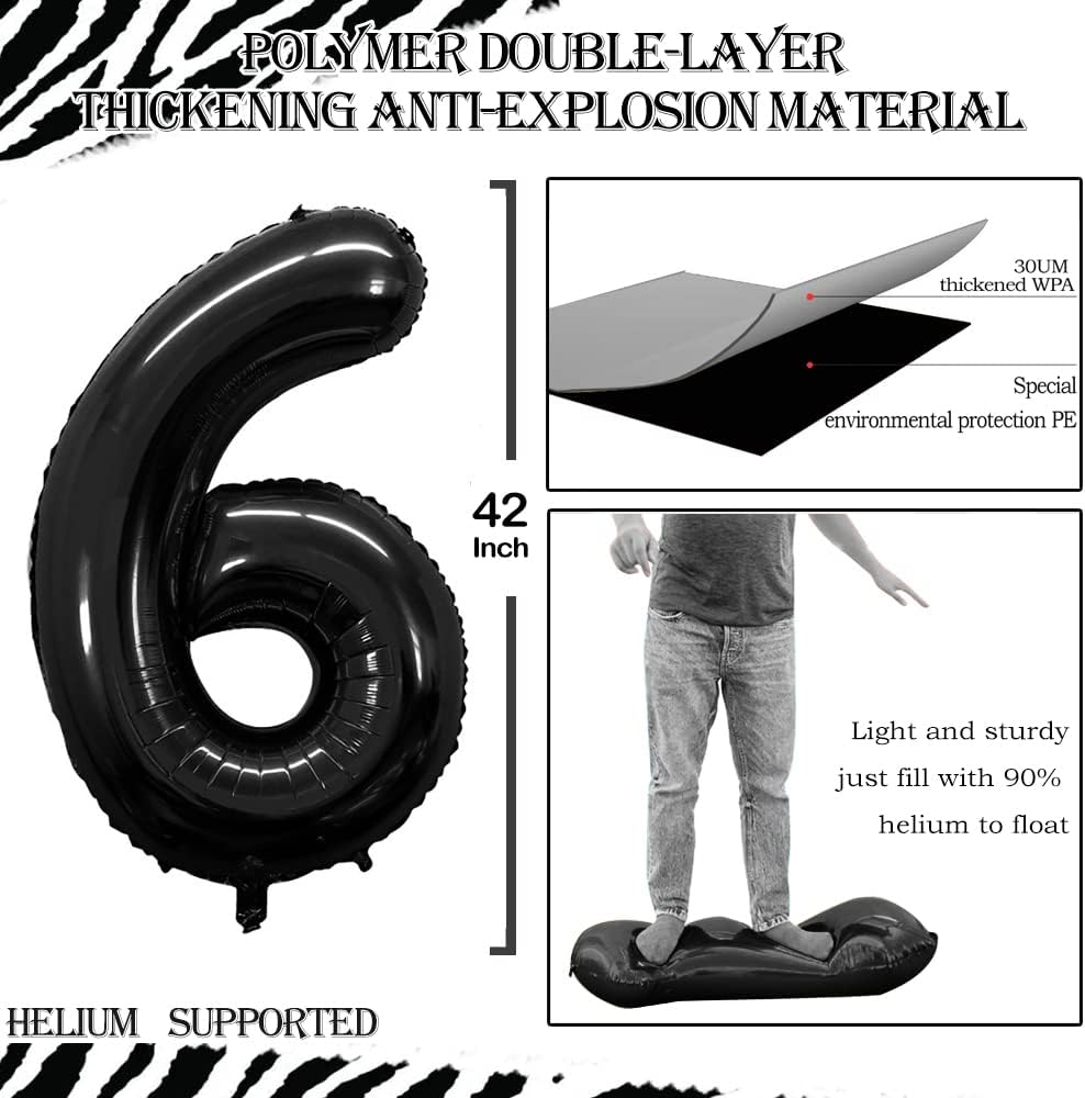 GOER Number 16 Balloons for 16th Birthday Sweet 16 Party Decorations,42 Inch Jumbo Foil Helium 61 Balloons for 61st Birthday Party Decoration (Black)