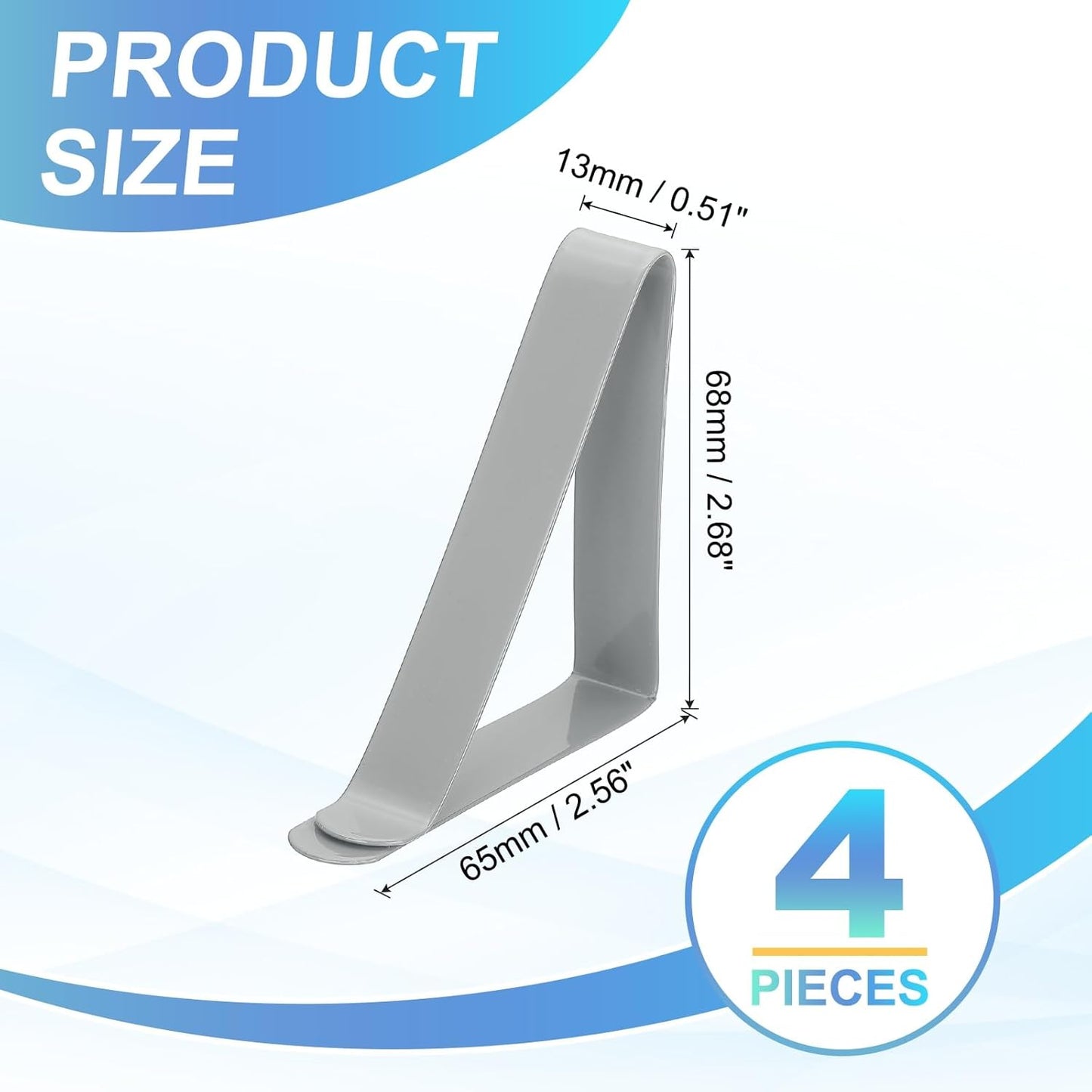 uxcell 4 Pack Tablecloth Clips, Stainless Steel Table Cloth Cover Clamps, 2.56" x 2.68" Windproof Holder Clips for Home Party Picnic Wedding Camping Dining Tables, Gray