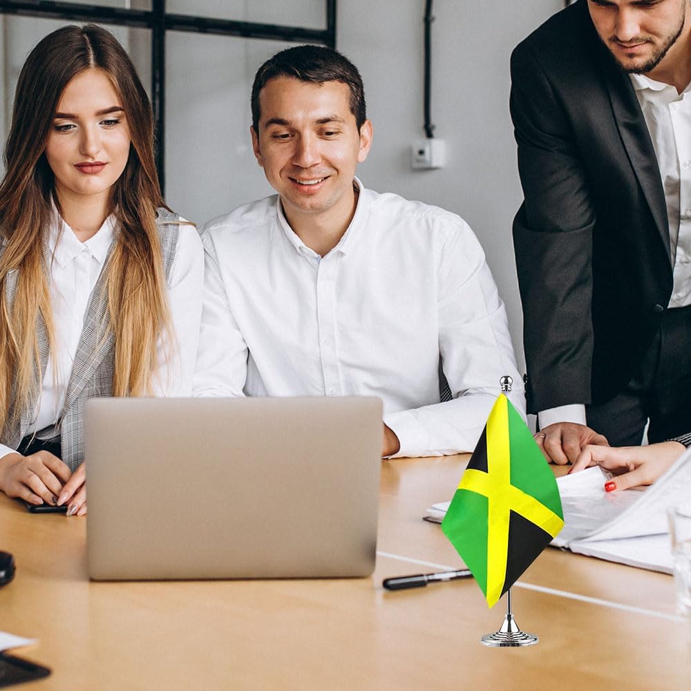 Jamaica Flag Jamaican Flags, Small Mini Jamaican Desk Flag, Used for Table Office Classroom Home Patriotic Events Decorations