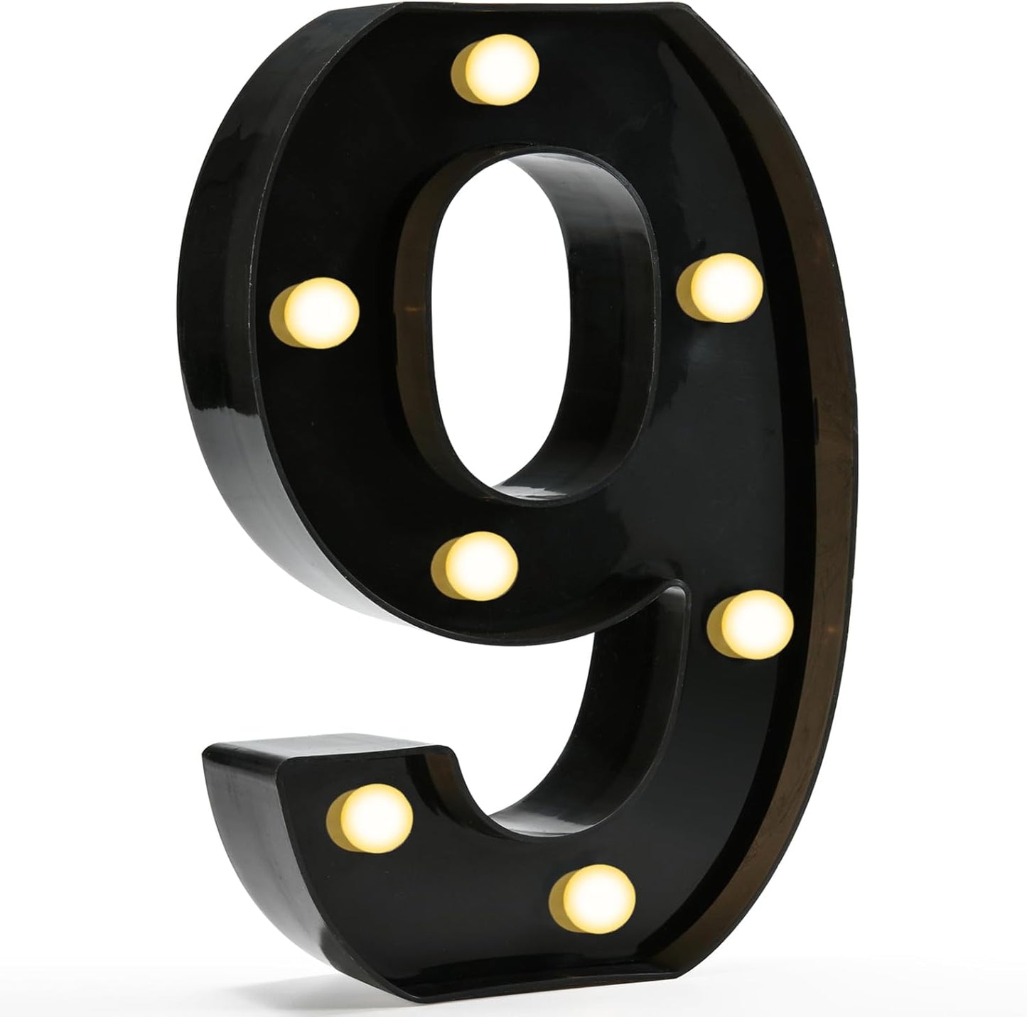 Pooqla Light Up Numbers, LED Black Number Lights for 9th Birthday Party Decor, Battery Powered Lighted Marquee Number Sign for Party Decor, Lights for Wall Home Anniversary, Decoration 9