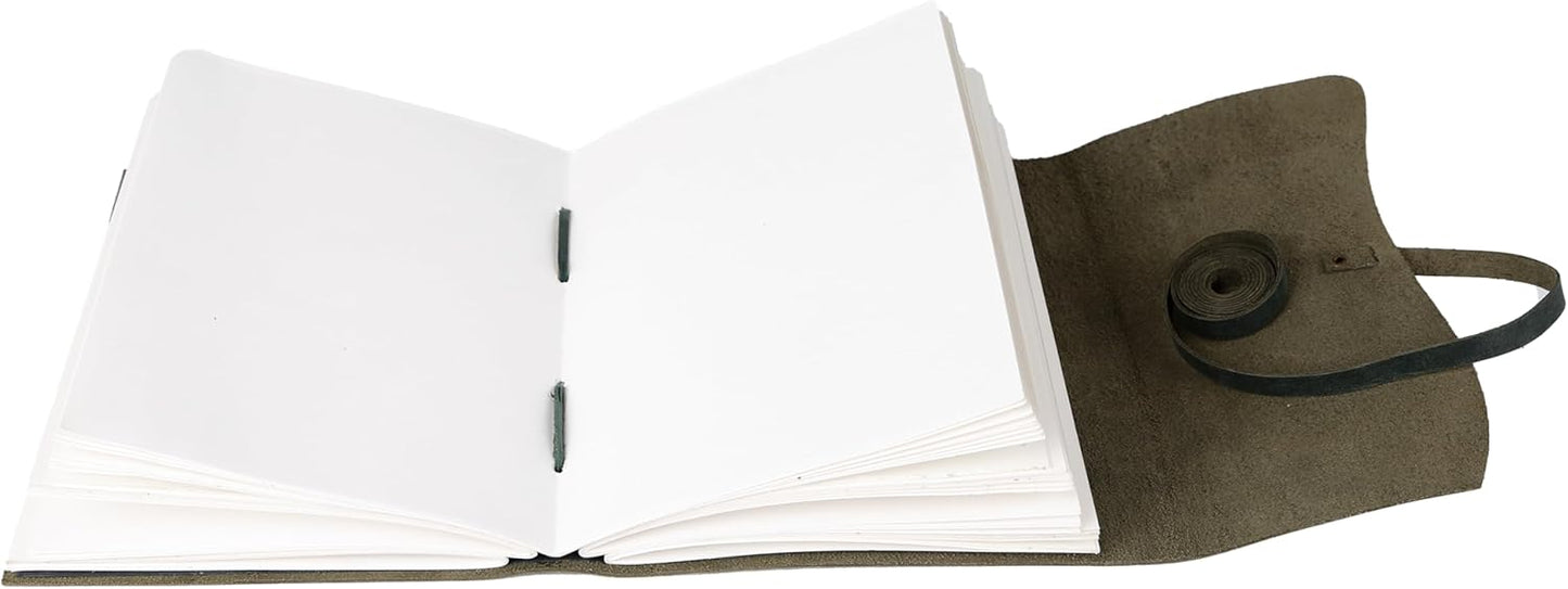 Handmade Leather Journal 7x5 Inch | Blue Vintage Notebook with Unlined Blank Paper | Antique Travel Diary, Writing Sketchbook for Men & Women