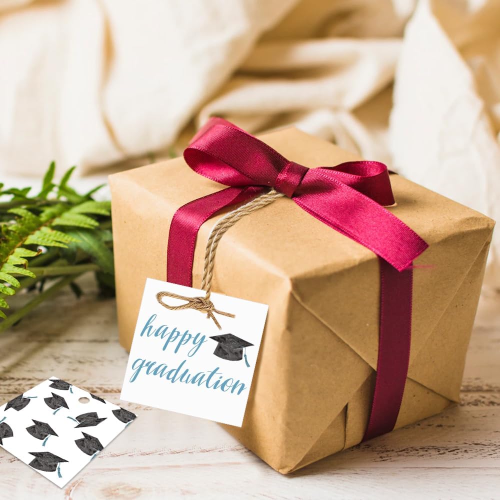 50 Pcs Graduation Gift Tags, Congrats Grad Party Favors Gift Tags for High School or Happy College Graduation Party Decoration Supplies (Blue, 2.2 * 2.2)