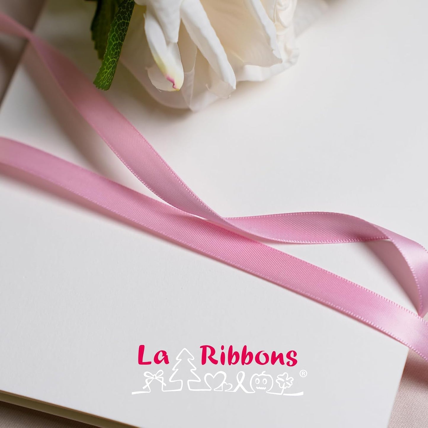 LaRibbons 3/8 Inch 25 Yard Double Faced Satin Ribbon,Rose Pink Small Satin Craft Fabric Ribbon for Gift Wrapping Floral Bouquets Wedding Party Decoration