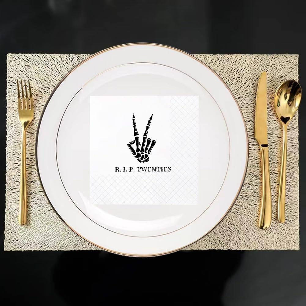 SharkBliss RIP Twenties Cocktail Napkins, 200 Count RIP Twenties Death to My 20s 30th Birthday Paper Napkins for Party Decorations | 2-Ply, 5x5"