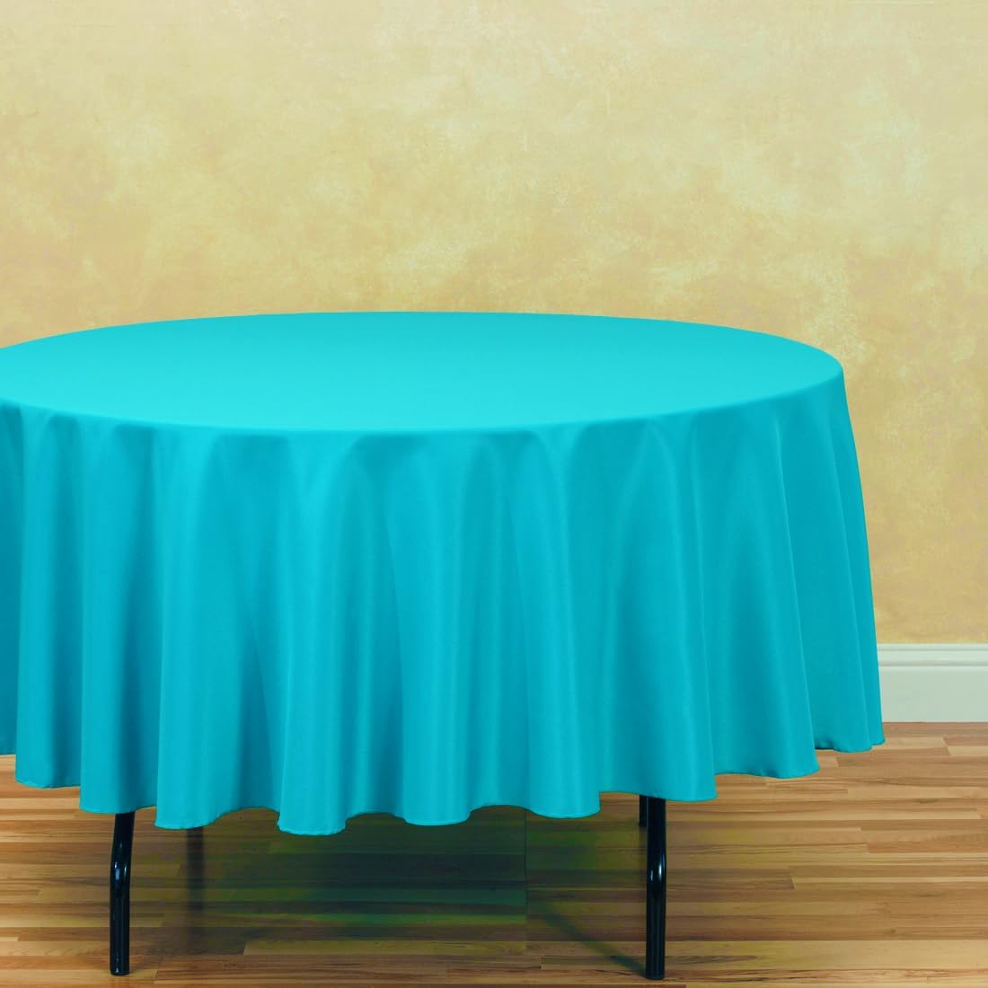 LTC LINENS 5 Pack 90 Inch Round Tablecloth Turquoise - Wrinkle Resistant Table Cloth for Round Table -Washable Polyester Fabric Table Cover for Wedding, Party