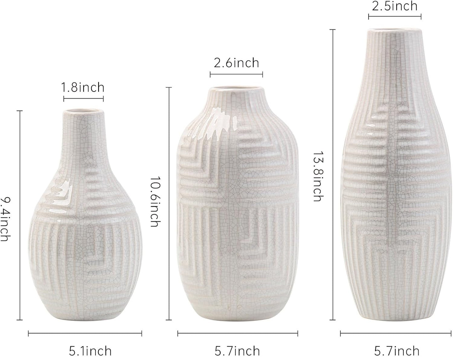hjn hjn White Vase -Ceramic Vase for Home Decor, Modern Decor Vases for Living Room/Bookshelf/Mantel/Home Decor Accents - 9.4" H