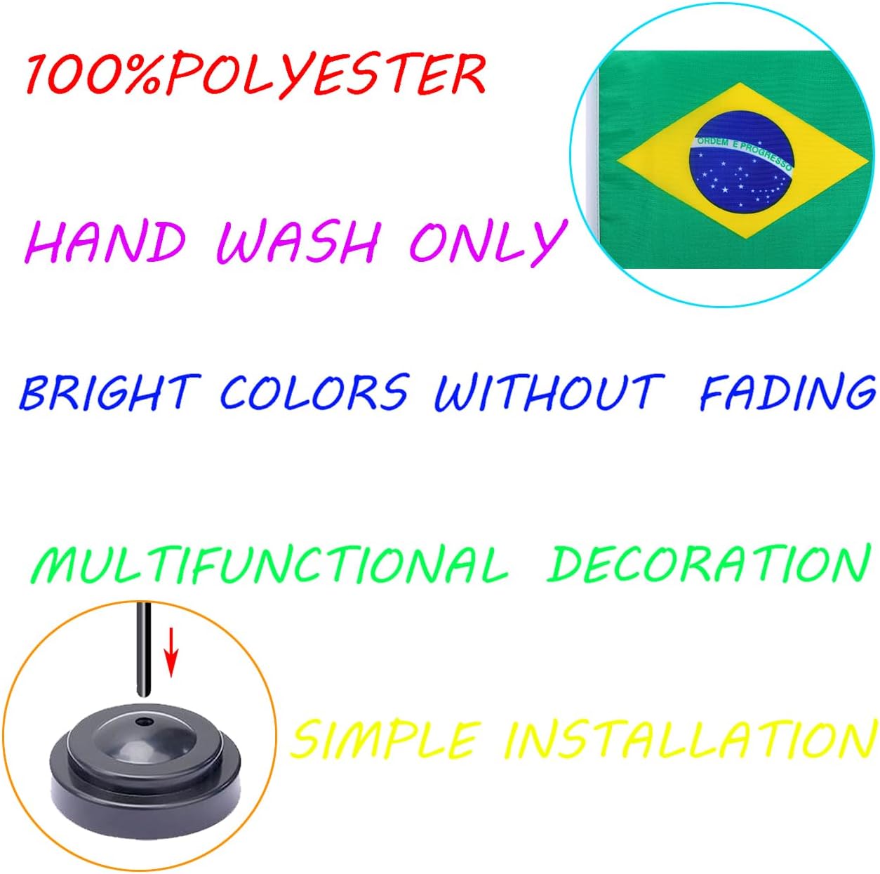 WXTWK 2 Pack Brazil Flag Brazil Deluxe Desk Flag Set - Mini Small Brazilian Table Office Flags with Black 12" Solid Pole Stand Base Classroom Meeting Desktop Decorations