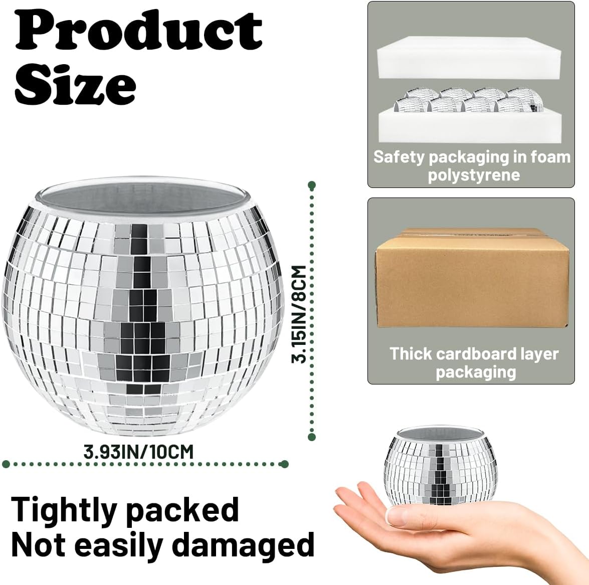 8 PCS Silver Disco Ball Vase,Glass Disco Ball Planter Candle Holder Vase Bulk Mirror Disco Ball Flower Vase for Wedding Centerpieces,Birthday,Office,Bedroom