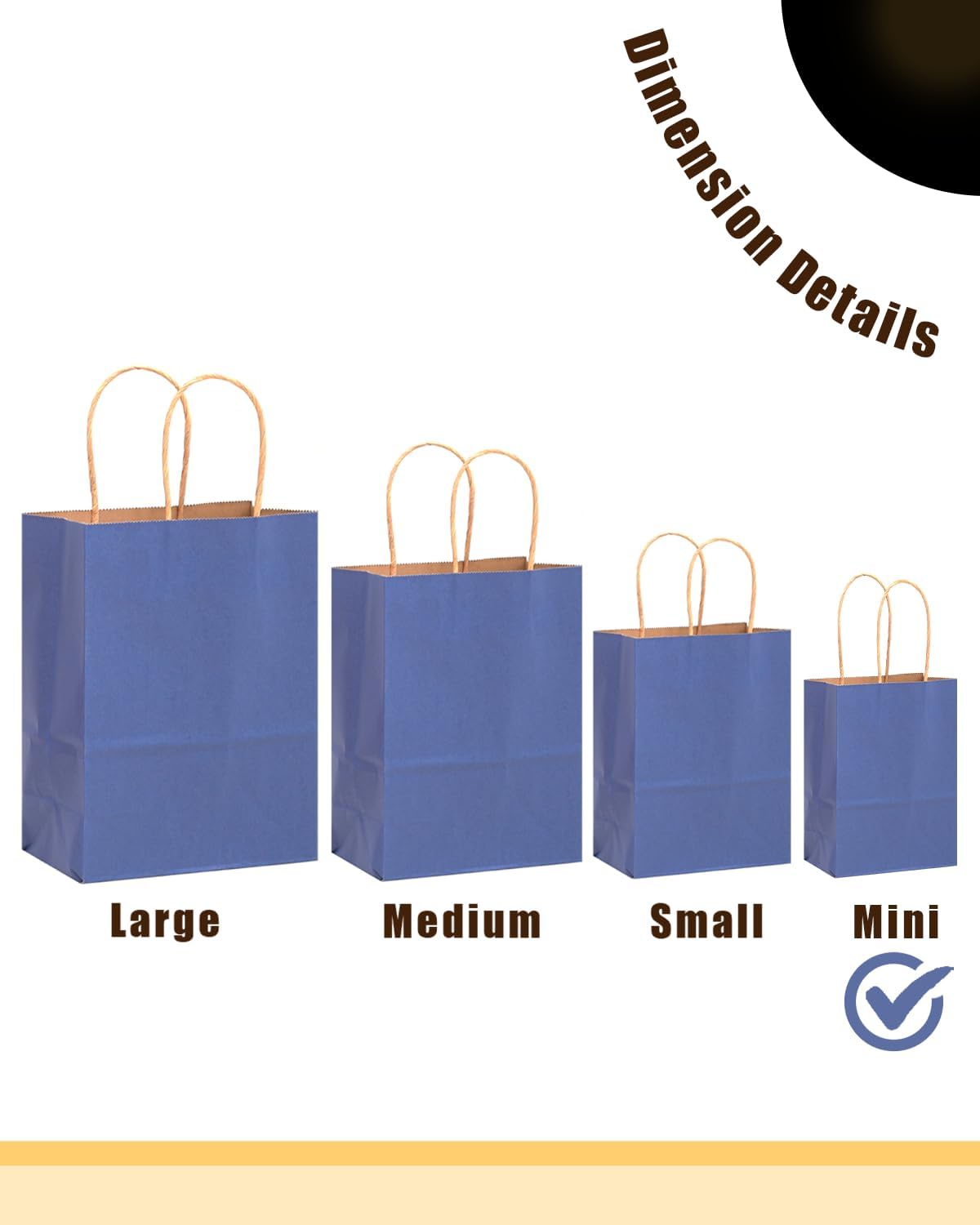 qiqee 24 Pcs Deep Blue Mini Paper Gift Bags with Handles 6"x4.5"x2.5" Small Brown Kraft Party Favor Treat Bags Multiple Uses (Mini size)
