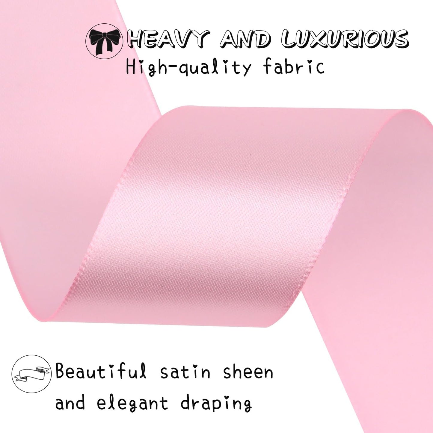 Pink Solid Satin Ribbon 1-1/2 Inch 25 Yards Solid Polyester Fabric Ribbon for Gift Wrapping Wedding Christmas Baby Shower Birthday Party Decoration Handmade Immortal Flower Craft