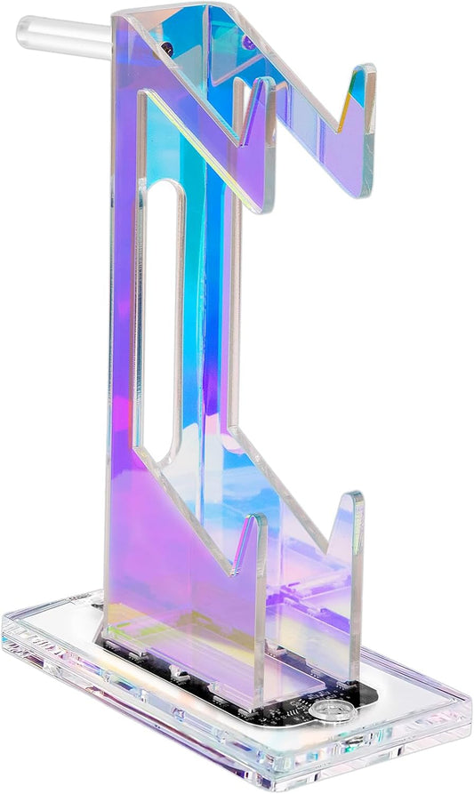 Game Controller Holder with Light Colorful Acrylic Headphones Stand with 3 Modes 7 Colors USB Charging Port for PS4, PS5, PC Universal Design (2 Tiers with Lights)