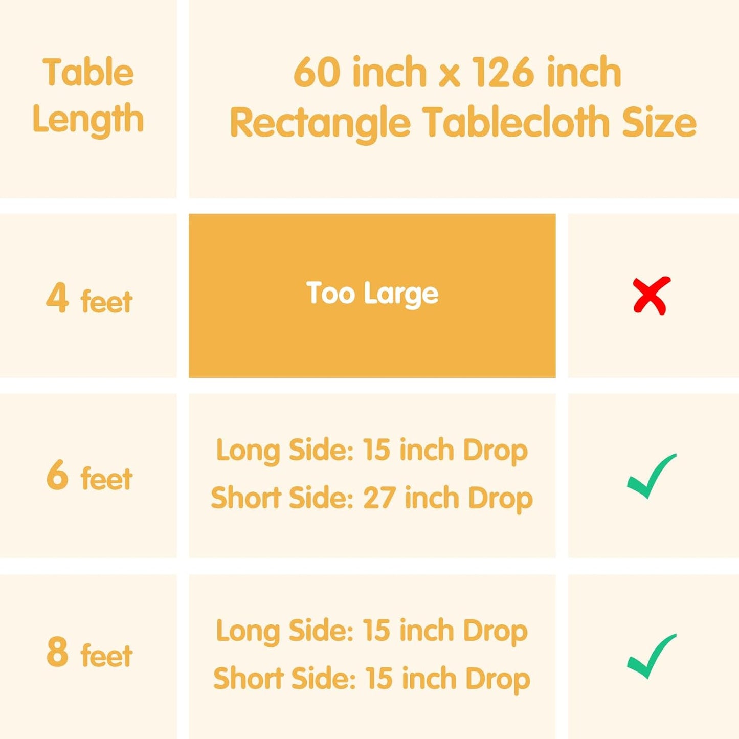 BRILLMAX 8 Pack Beige Tablecloths for 8 Foot Rectangle Tables 60 x 126 Inch - 8ft Rectangular Bulk Linen Polyester Fabric Washable Cloth Cover for Wedding Reception Banquet Birthday Party