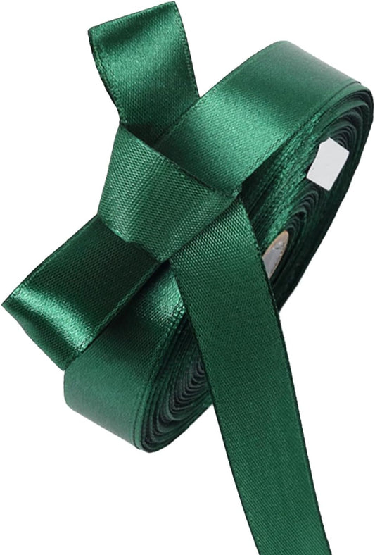 5/8 Inch Forest Green Satin Ribbon 50 Yards Solid Fabric Ribbons for Gift Wrapping, Crafts and DIY Projects, Bows Making, Wedding, Party, Holiday Decor