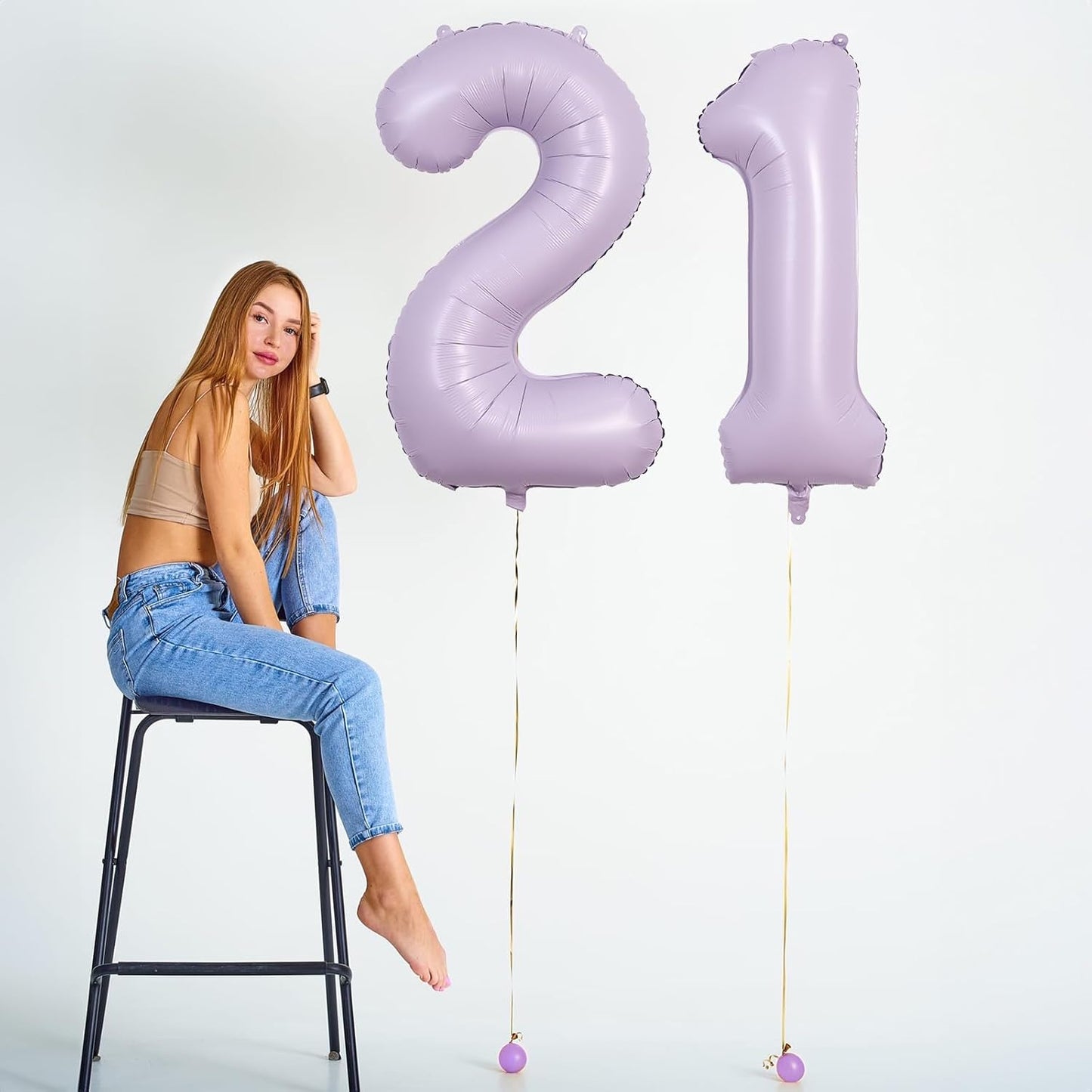 Dusty Pastel Purple Number 9 Balloons, 40 Inch Large Light Purple Foil Number Balloons Set 0-9 for Girls, Globos de Numero 9 Helium Balloon for 9th Age Birthday Anniversary Party Decorations Supplies
