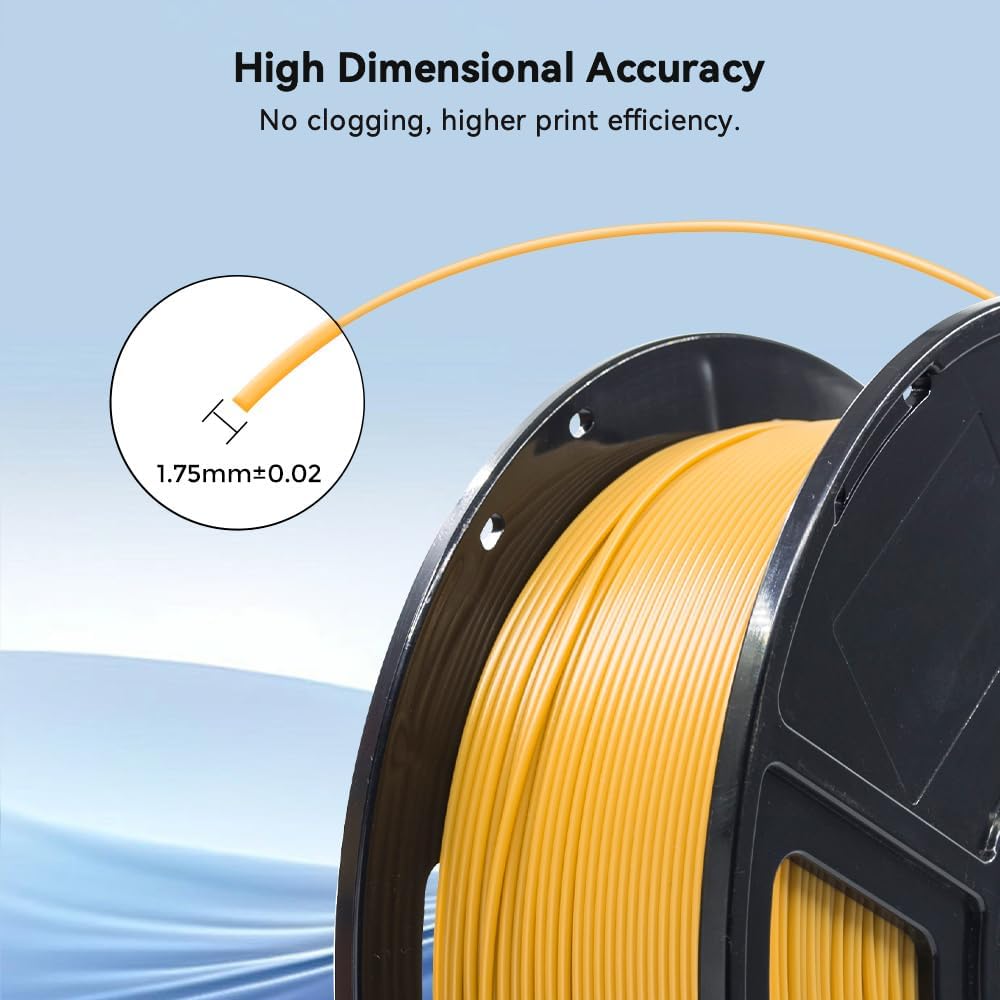 FLASHFORGE 3D Printer Filament, PLA PRO Filament 1.75mm, 1KG Spool (2.2lbs), Dimensional Accuracy +/- 0.02mm for FDM 3D Printers, Better Tenacity & No Knotting (Gold)