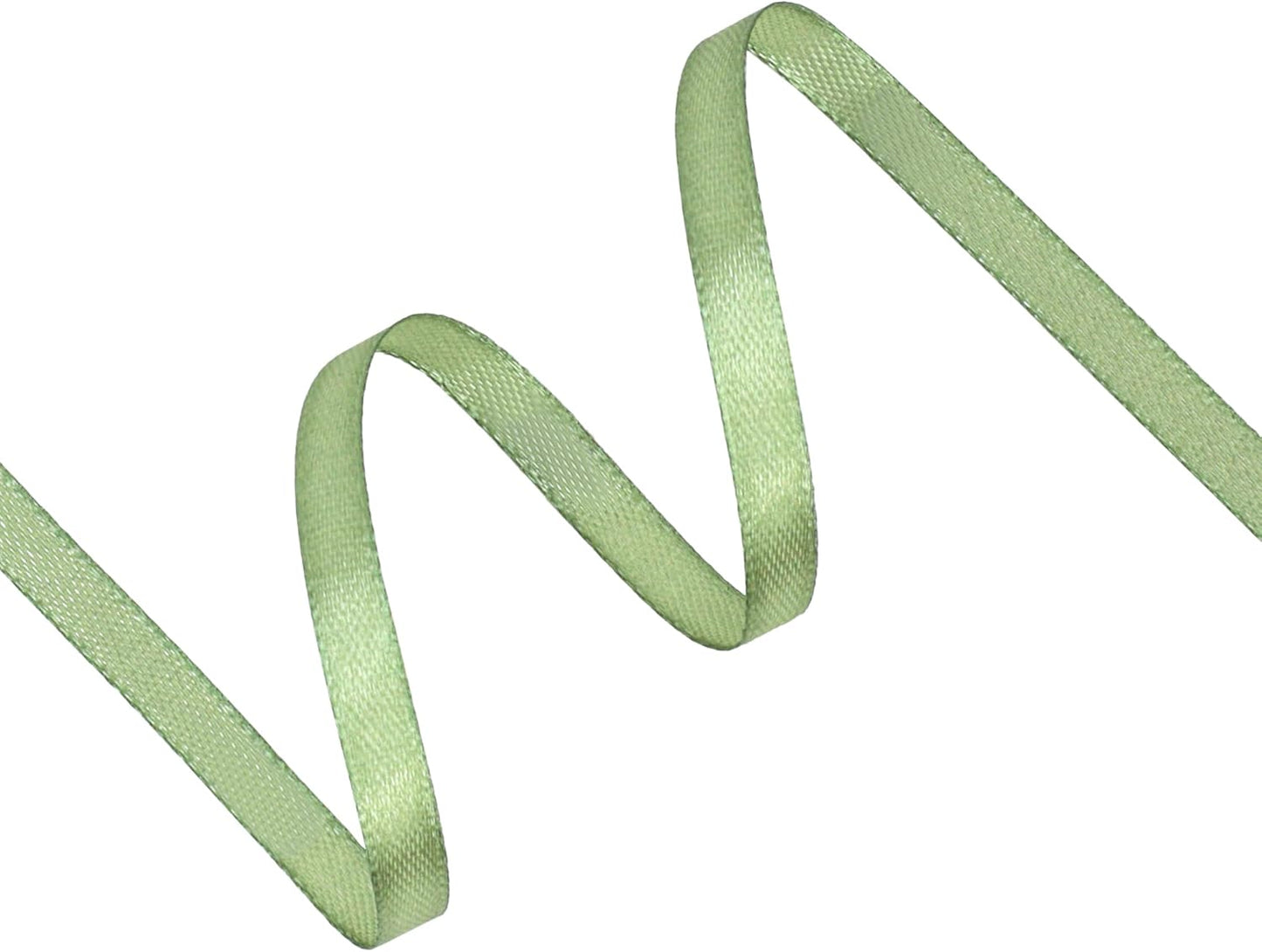 Sage Green Satin Ribbon 1/4 inch X Continuous 100 Yards, Single Face Polyester Ribbon Perfect for Gift Wrapping, Flower Bouquet, Wedding Decor, Crafts, Bow Making, Sewing and More