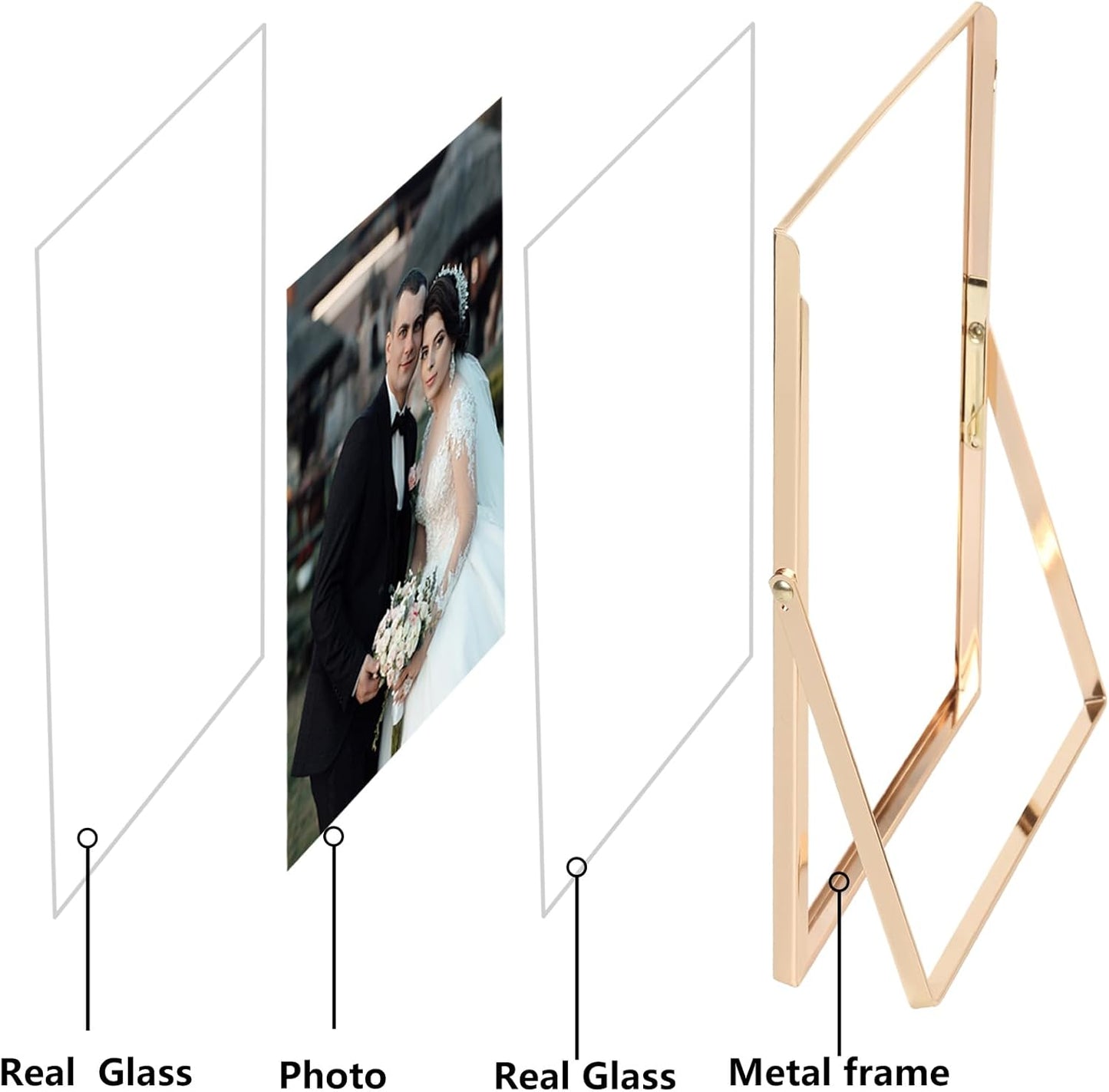 Gold 10x12'' Floating Frame Set of 2,For Photo Sizes 5x7'', 7x9'', 810'', 8.5x11'', Metal Frames for Tabletop/Shelf Display,Classy Gift Choice for Wedding,Birthady,Home or Office Decor