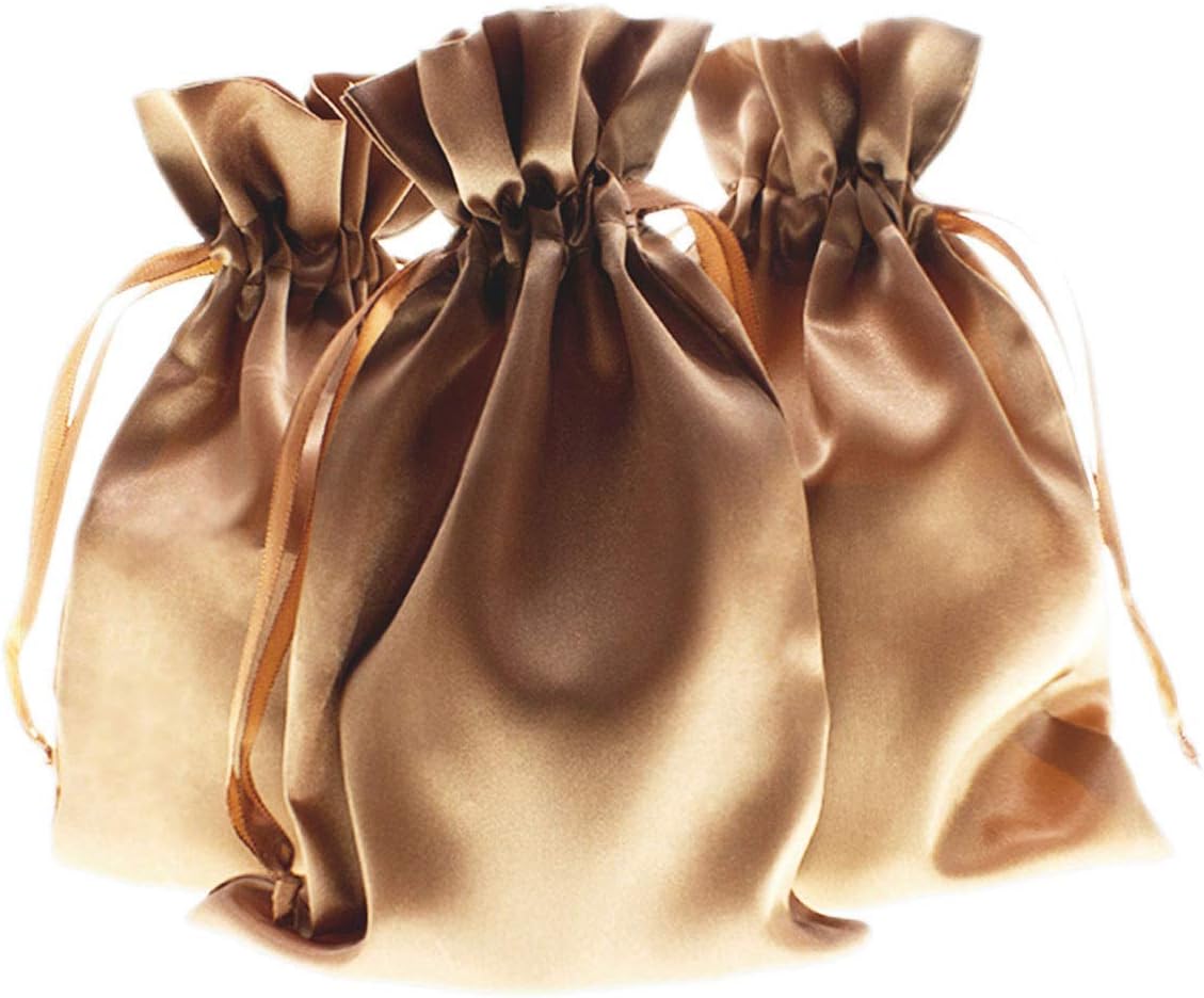 3" x 4" Old Gold Satin Gift Bags, Jewelry Bags, Wedding Favor Drawstring Baby Shower Christmas 50 per Pack