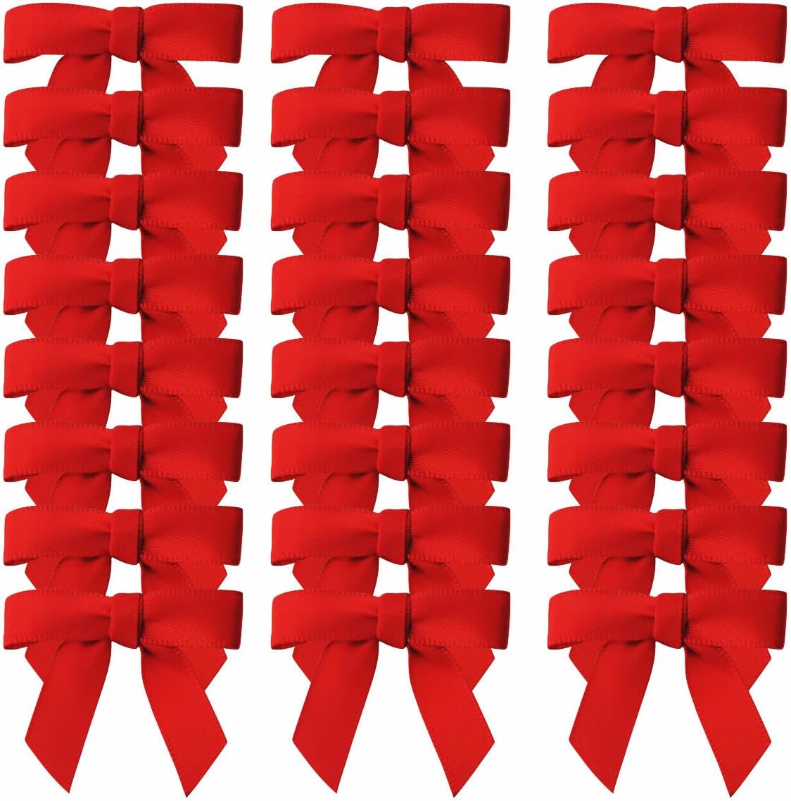 50pcs 1-1/2" Mini Red Satin Ribbon Bows for Christmas Decoration Gift Packing (Red)