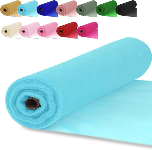 Soft Blue Tulle Fabric Rolls 54 Inch x 10 Yards Large Mesh Tull Bolt for Wedding, Garden Netting, Tutu Skirt, Party Decoration and Craft Supplies
