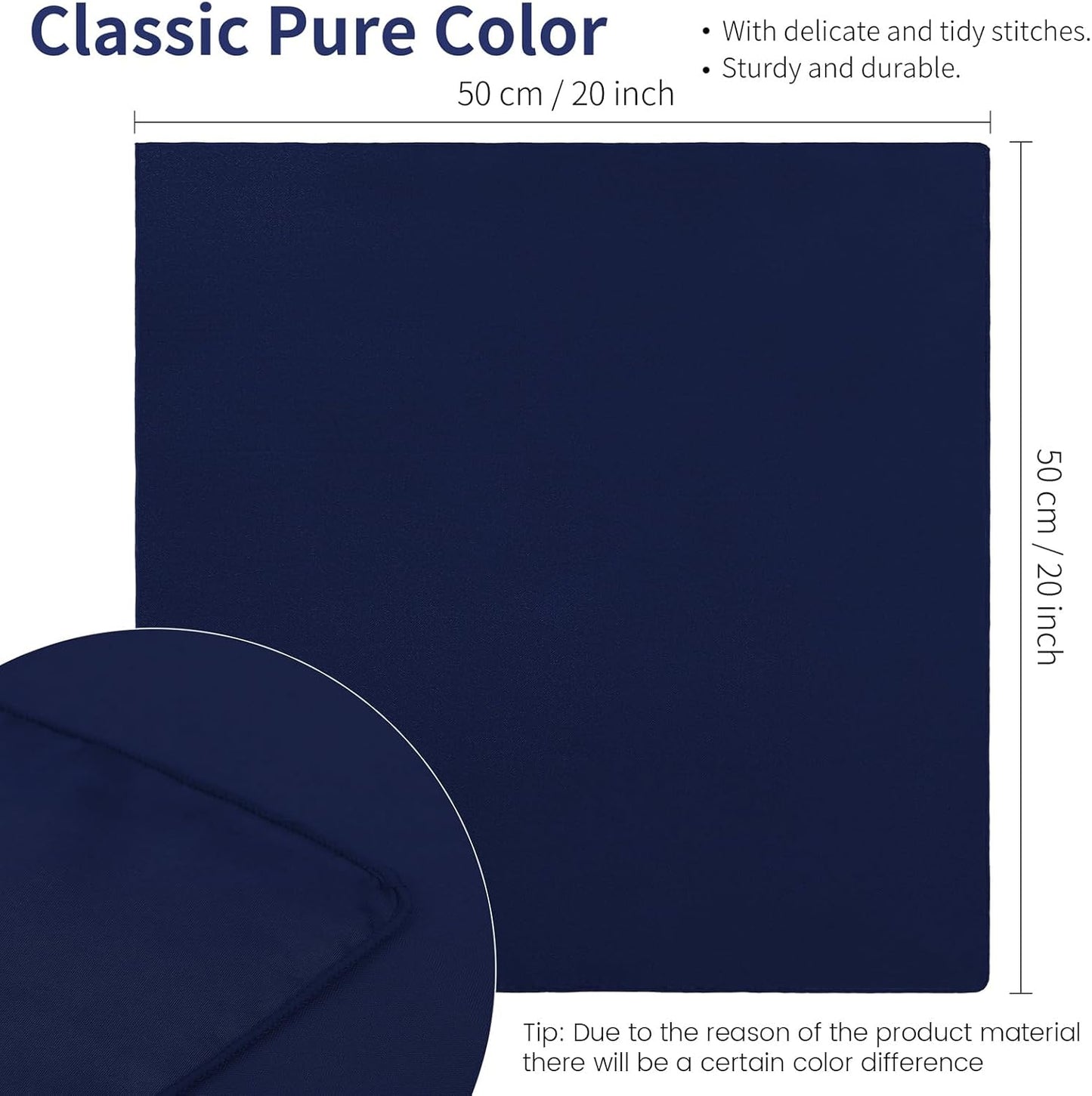 Aneco 16 Pack Square Satin Napkin Bright Silk Table Napkin Soft Smooth Fabric Table Napkin for Wedding Banquet Party Decoration, Navy Blue, 20 x 20 Inch