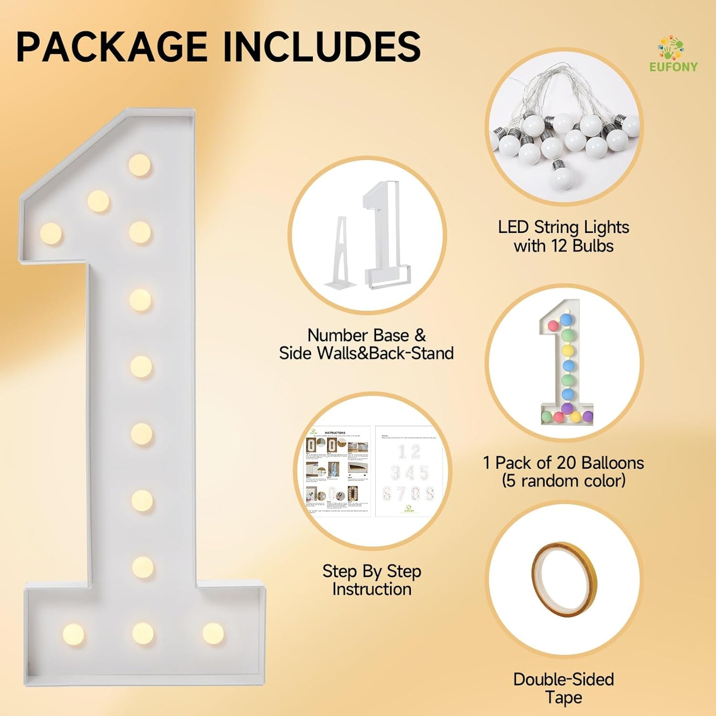 4FT Marquee Numbers, Large Light Up Numbers 2 for 2nd 21st 25th Birthday Party Decorations, Giant Light Up Number for 2025 Graduation Prom Decor, 4 Feet Number 2 w/Lights DIY Kit