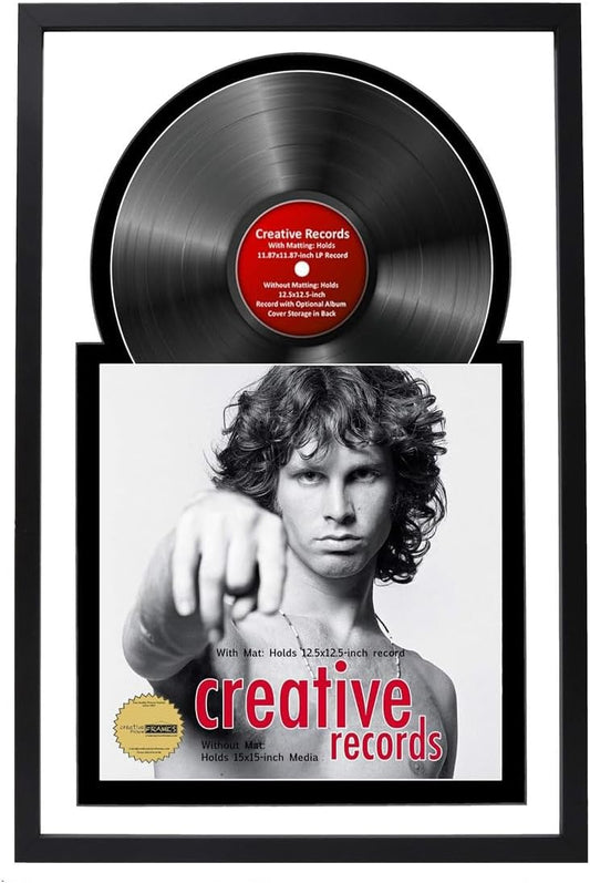 Creative Picture Frames 16" x 24" Jukebox Vinyl Frame Display with Double Double White-Black Matting, LP Record Album Frame for Wall Decor, White/Black, 1 Count