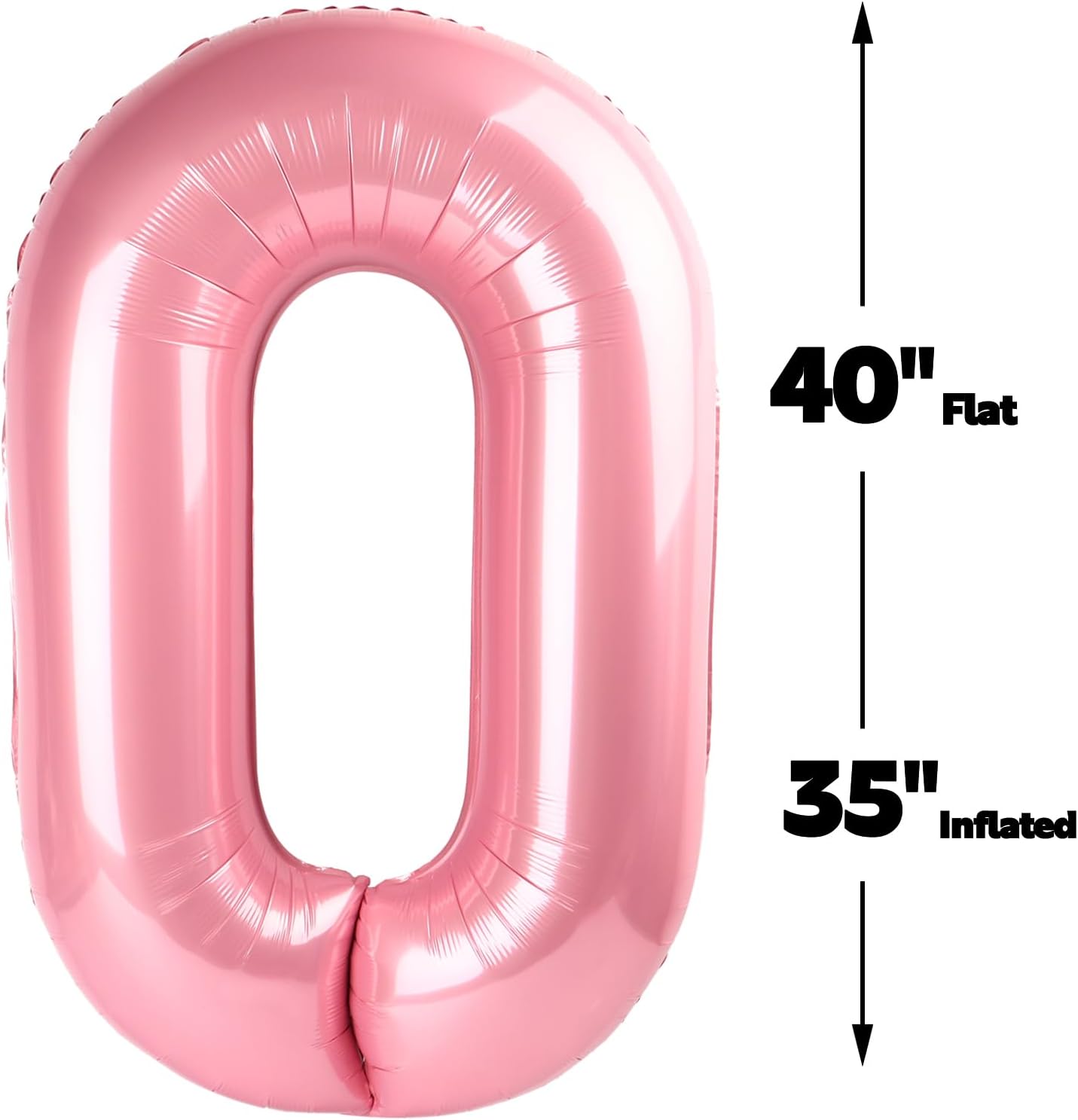 Pearl Pink 40 Inch 0 Number Balloons, 0 Decorations for 10 20 30 40 50 60 70 80 90 100 Birthday, Pearlescent Pink Foil Giant Birthday Graduations Anniversary Party Balloon