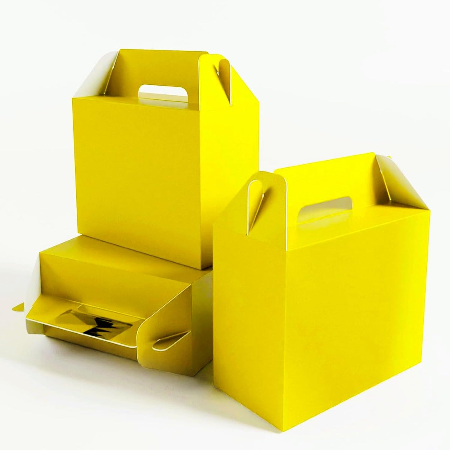 XAGLVV 24Pack Yellow Party Favor Treat Box Packs, 7 * 3.5 * 6.6 Inch Goodie Box with Handles, Goodie Boxes, Candy Box,Gable Gift Boxes for Party, Baby Shower, Birthday