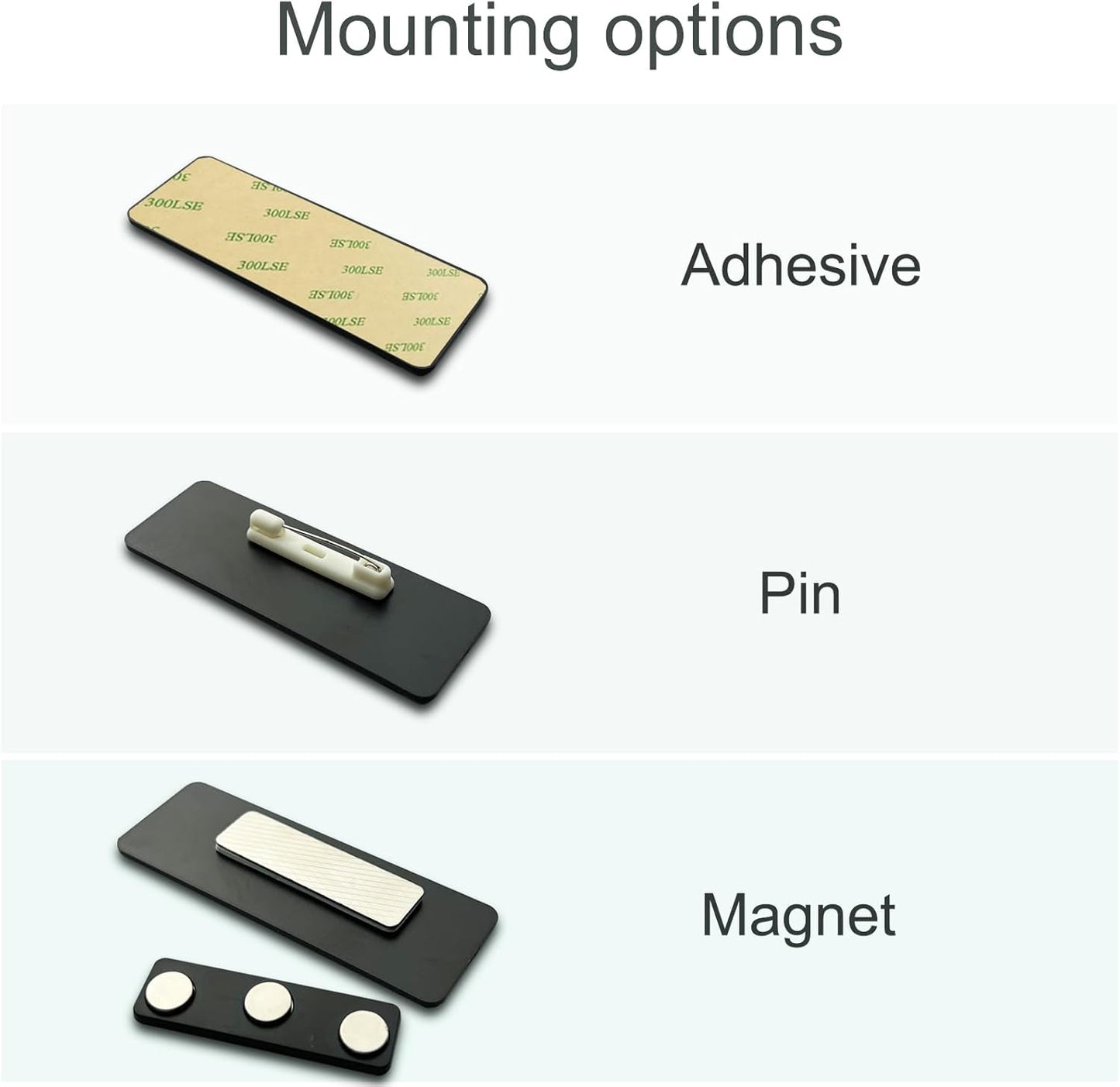 Custom Engraved Name Tag ID Badges Personalized Identification with Pin or Magnetic Clip Adhesive Backing (1" x 3")