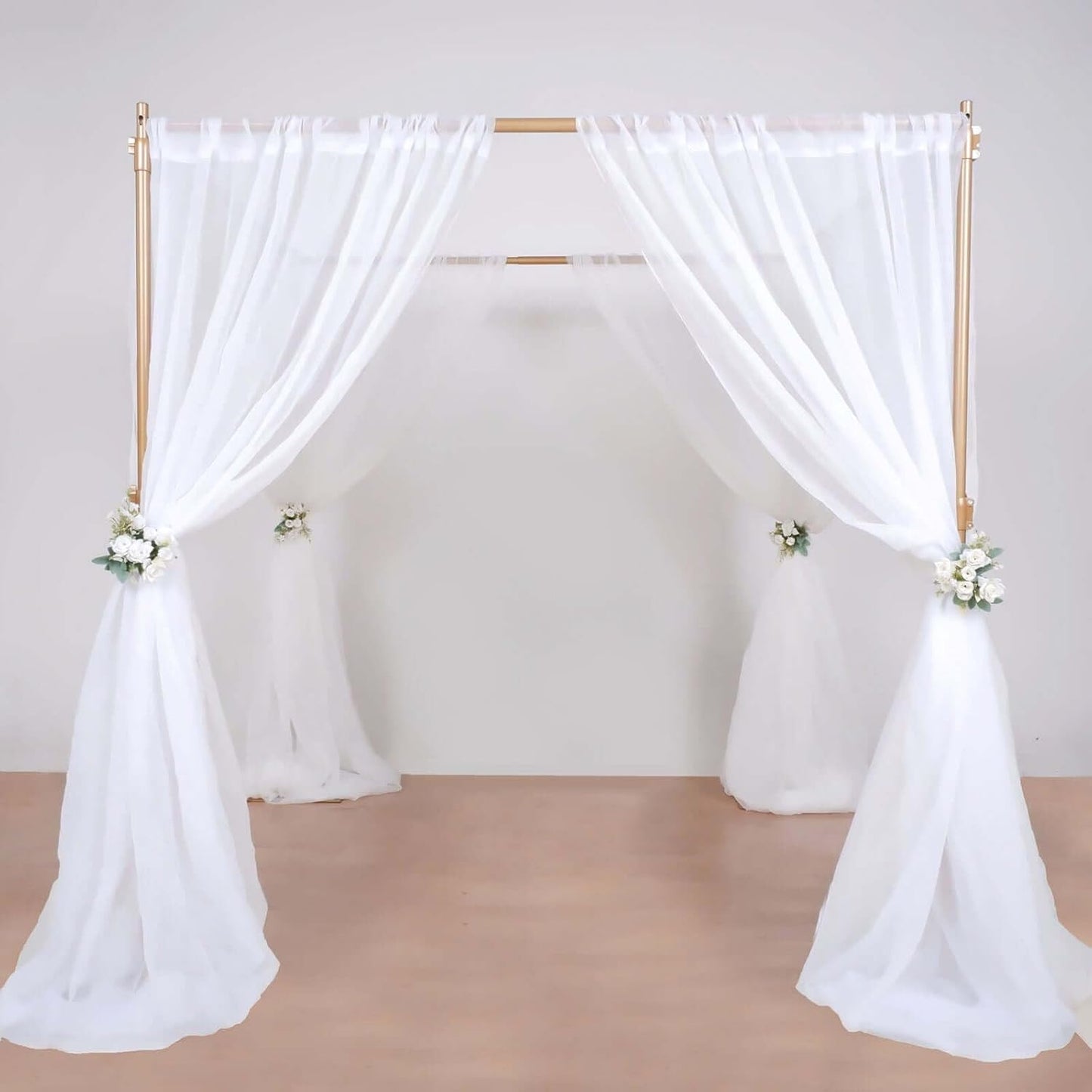 Tableclothsfactory 10ft | 4 Post Gold Metal DIY Photography Backdrop Stand, Wedding Arch Canopy Tent