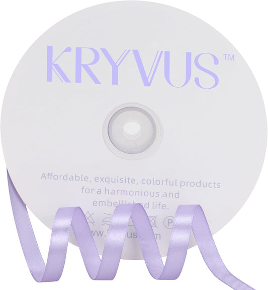 Lavender Satin Ribbon 3/8 inch X Continuous 100 Yards, Single Face Polyester Ribbon Perfect for Gift Wrapping, Flower Bouquet, Wedding Decor, Crafts, Bow Making, Sewing and More