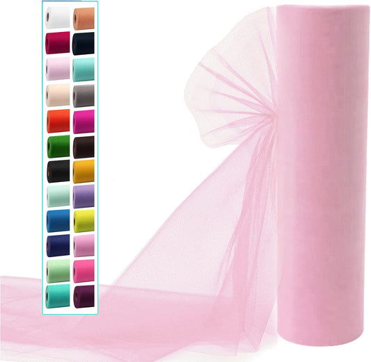 Light Pink Tulle Fabric Rolls 54 Inch by 20 Yards Tulle Bolt Spool for Wedding Decorations DIY Tutu Baby Shower Table Skirt Ceiling Decor Birthday Party Craft Supplies