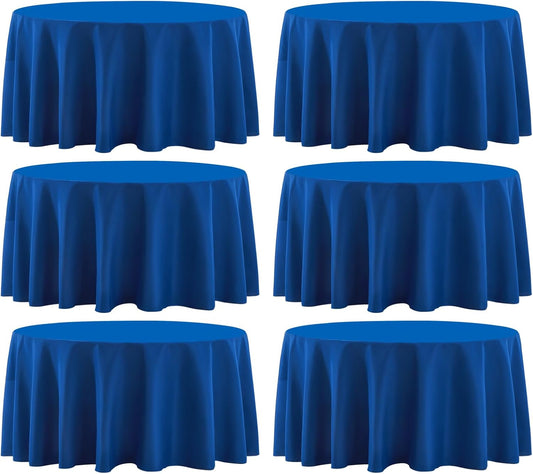 Round Tablecloth 6 Pack 90 Inch Royal Blue Tablecloths Washable Decorative Linen Polyester Table Clothes Cover for Dining Table Banquets Buffet Parties and Wedding