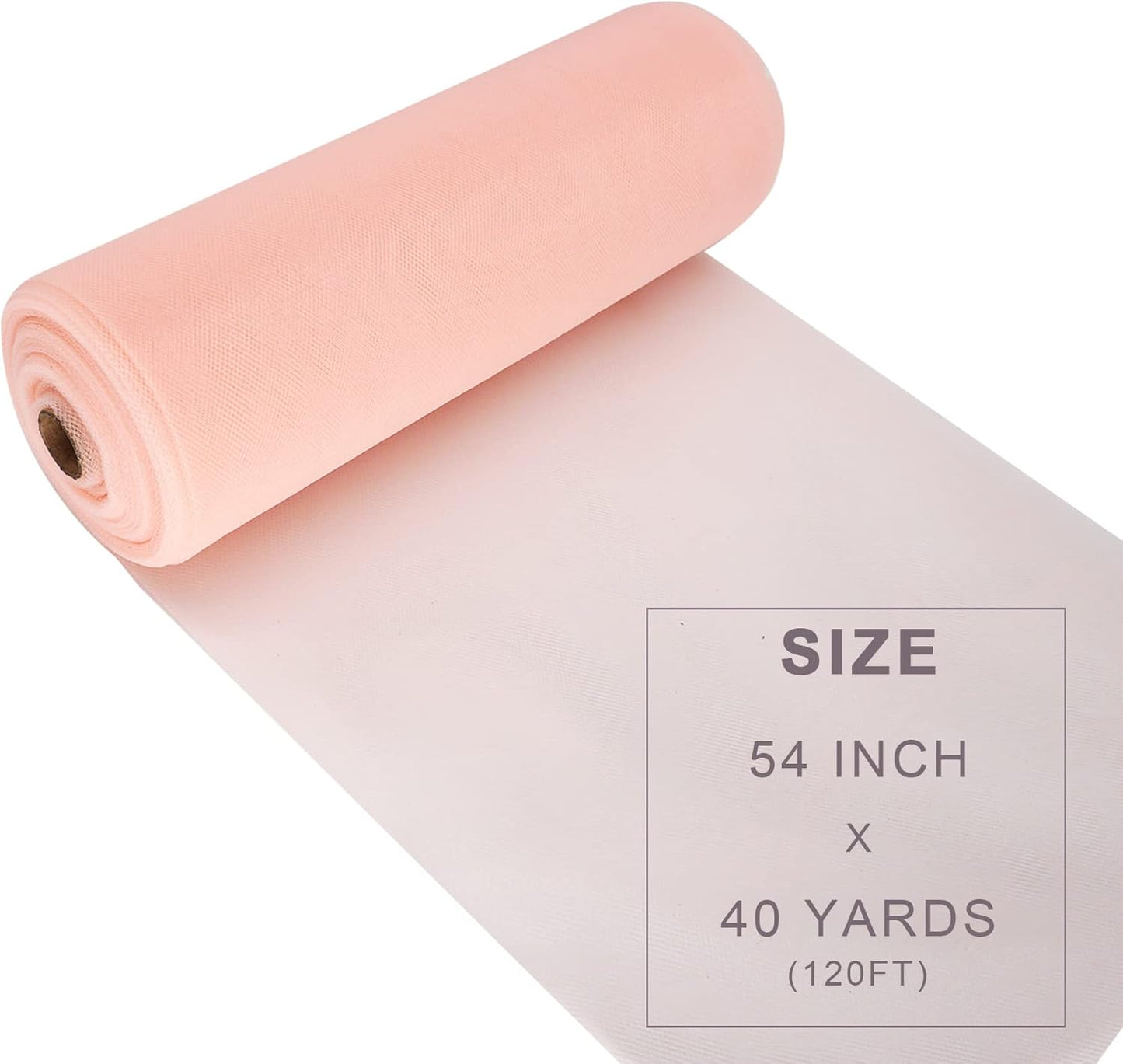 Blush Tulle Fabric Roll Spool Bolt (54 Inch by 40 Yards) Large Tulle Wedding Party Decoration, Tutu Skirt, Table Runner, Gift Wrapping, Bridal Shower, Soft & Drape (Blush)