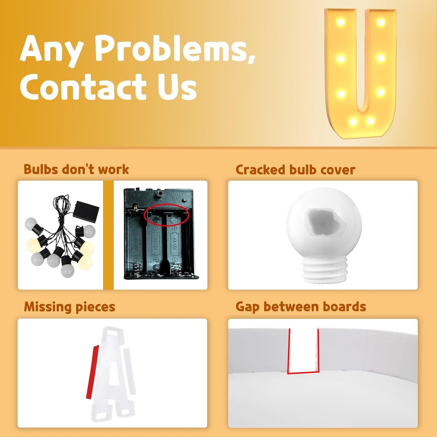 imprsv Marquee Light Up Letters, 3FT Mosaic Letters with Light for Baby Shower Graduation Party Decor, Large U for Engagement Wedding Party Decorations (Need to Assemble)