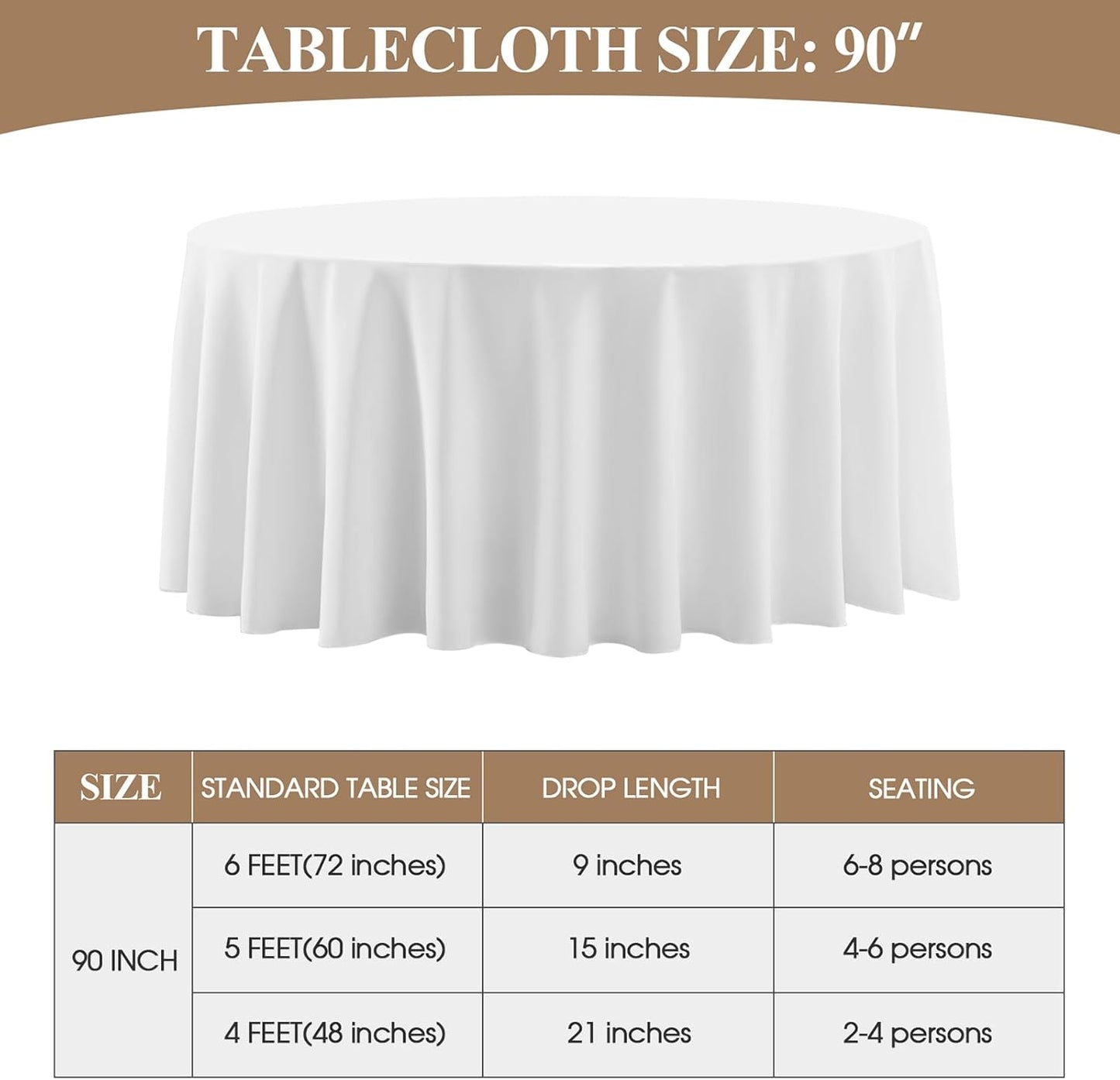 Round Tablecloth 10 Pack 90 Inch White Tablecloths Washable Decorative Linen Polyester Table Clothes Cover for Dining Table Banquets Buffet Parties and Wedding