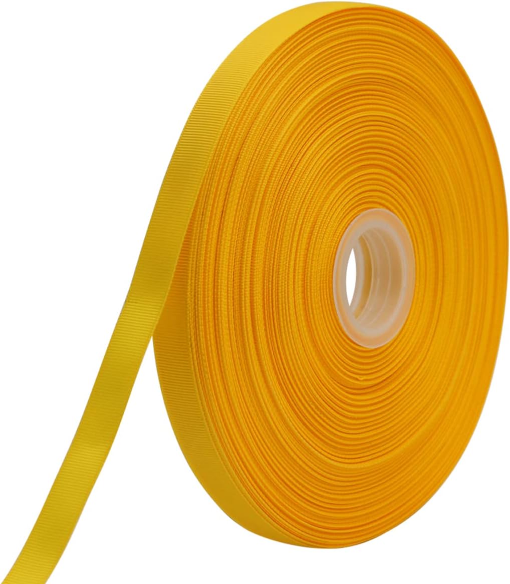 Jesep One Roll 100 Yards Soild Grosgrain Ribbon Boutique Gift Wrapping Package Ribbon, DIY Crafts Bow Hair Headband Accessories Assorted Ribbon #642 (5/8" 15mm, Gold)
