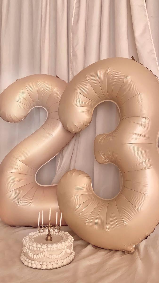 40 Inch Light Brown Large Number 4 Balloons, Giant Foil Number Four 14 24 34 40 44 Balloons, Light Brown Mylar Big Balloon for Anniversary Graduation Decorations