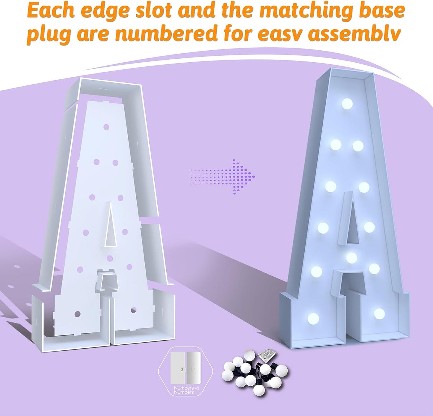 4FT Marquee Light Up Numbers 5 – Cool White LED, Easy to Assemble Foam Board with Back Support, Large Marquee Light Up Numbers for Birthday, Wedding, Party, Anniversary, Baby Shower Decor