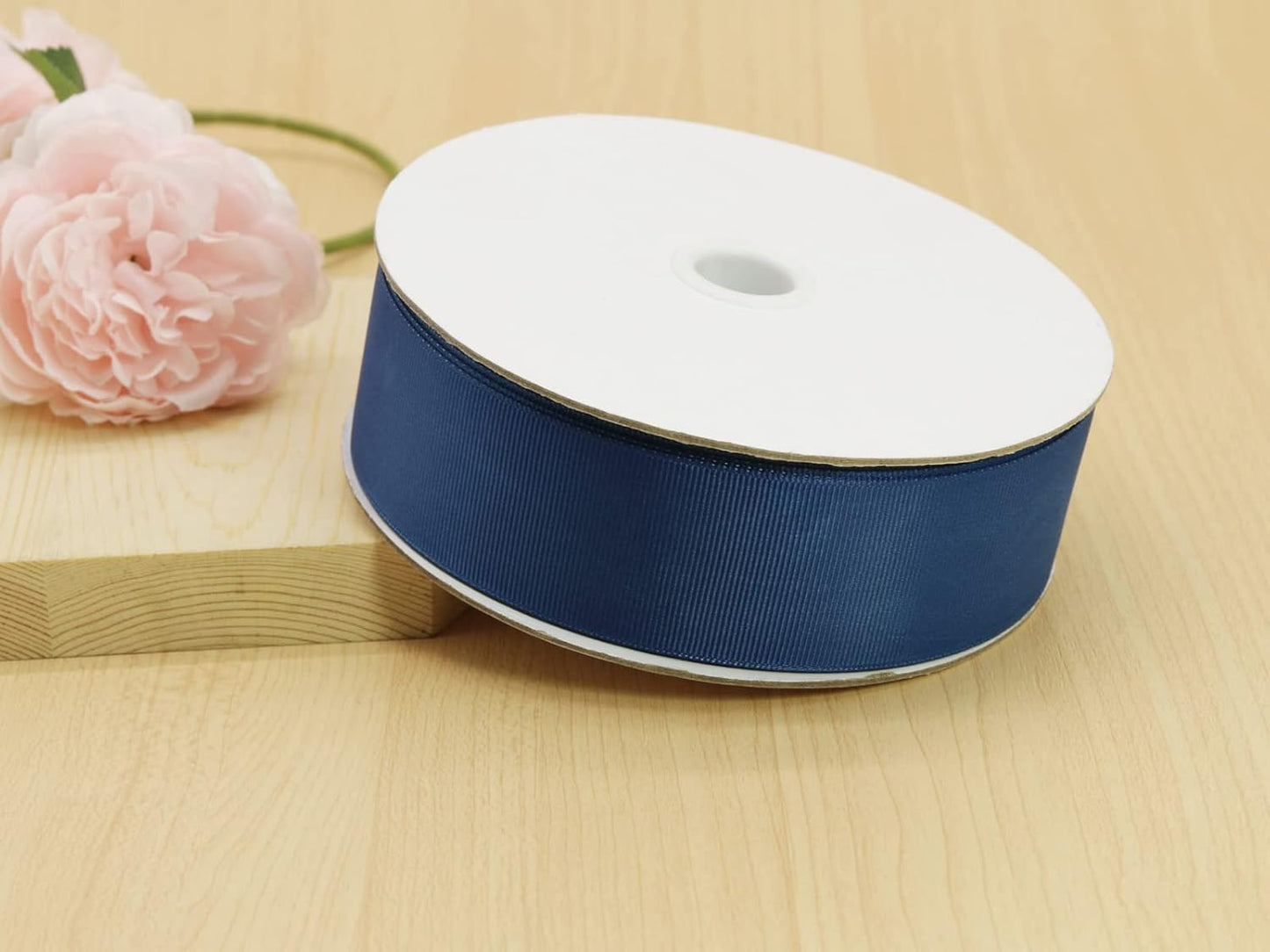 One Roll 50 Yards Soild Navy Blue Grosgrain Ribbon 1 1/2 inch Flower Bouquets Ribbons-1.5 inch Thick Gift Wrapping Ribbon-DIY Crafts Bow Hair Headband Accessories Ribbons #365(38mm)