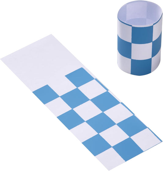 Germiwipe Paper Napkin Band Box of 500,Napkin Rings Self Adhesive,Silverware Wraps Bands (Blue White Grid, Blue White Grid-500pcs)