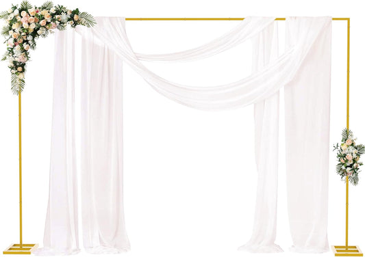Fomcet 6.6FT x 10FT Backdrop Stand Heavy Duty with Base Gold Pipe and Drape Square Backdrop Stand Adjustable Portable Metal Arch Frame for Wedding Baby Shower Birthday Parties Banquet Decorations