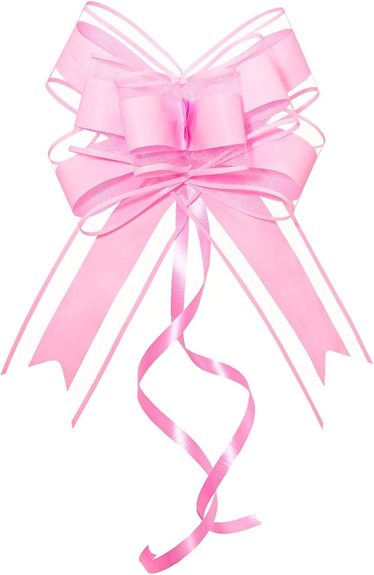 WEWILUCK Pink Pull Bows for Presents - 15PCS 6 Inch Gift Bows for Gift Baskets, Flower Paper Wrapping, Ideal for Women, Party, Valentines Day, and More