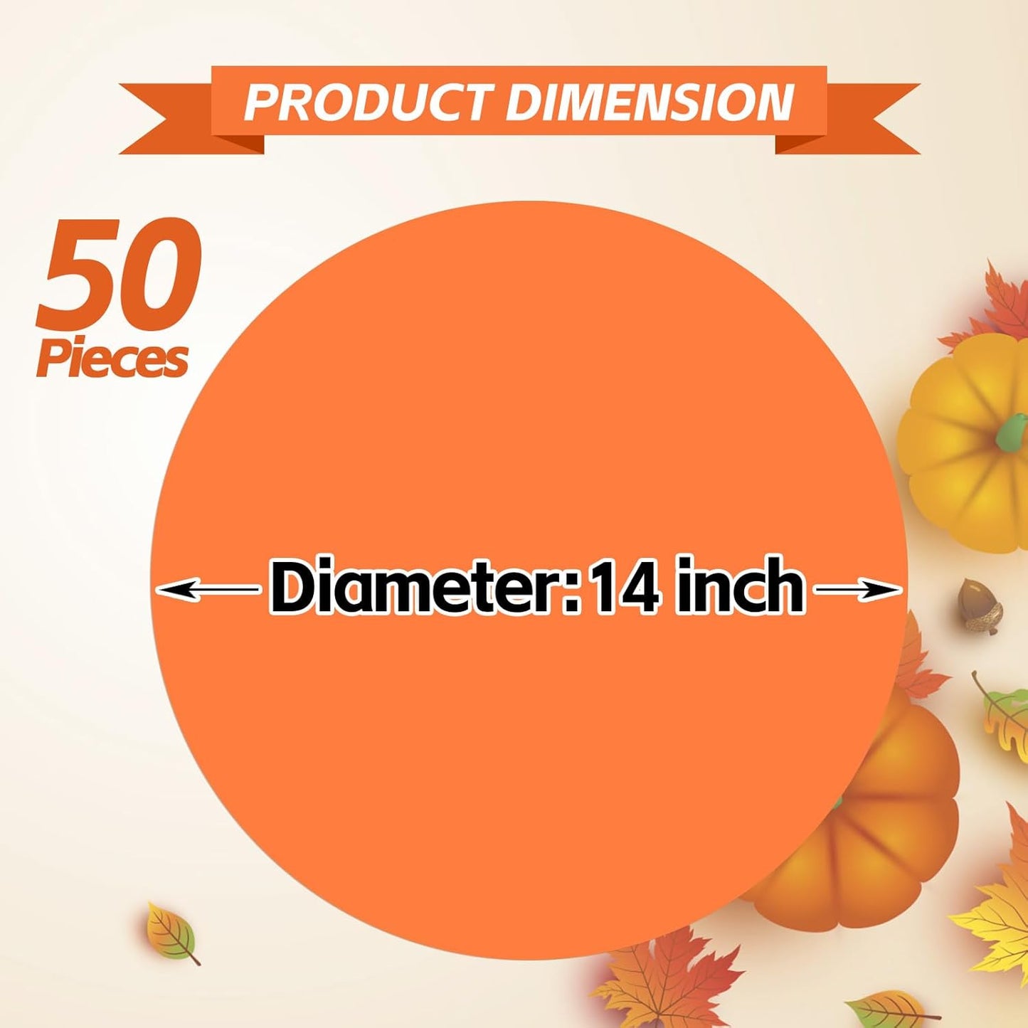 50 Pieces Orange Paper Place Mats Fall Pumpkin Spice Color Round Disposable Table Mats Thankgiving Decorative Placemats for Orange Party Supplies Home Dining Tableware Decor