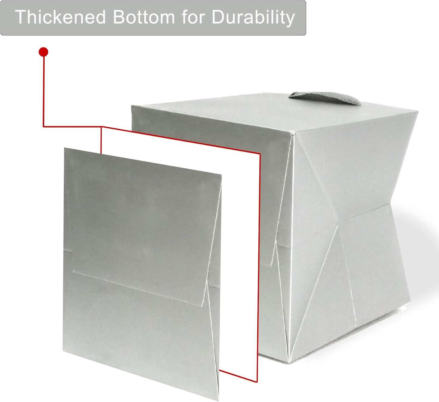 Silver Gray Paper Gift Bag Small Square Bottom Kraft Paper Bags with Handles for Wedding Baby Shower Birthday Party (Silver Grey, 8 x 8 x 8 in, 10 CT)