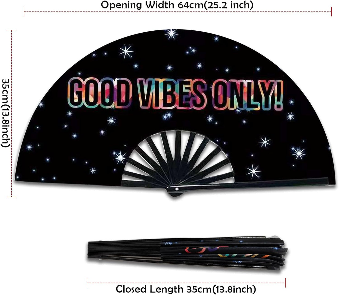 Boots on The Ground Fan, Large Folding Hand Fan for Women and Men, Popping Fans for Line Dancing for Raves, EDM, Dance Party, and Home Decoration