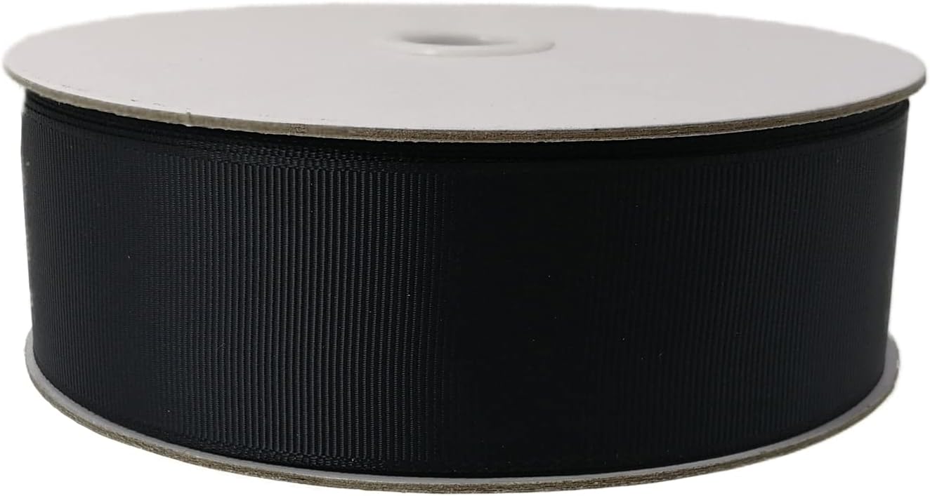 Jesep One Roll 50 Yards Soild Grosgrain Ribbon Boutique Gift Wrapping Package Ribbon, DIY Crafts Bow Hair Headband Accessories Assorted Ribbon#30 (1 1/2" 38mm, Black)